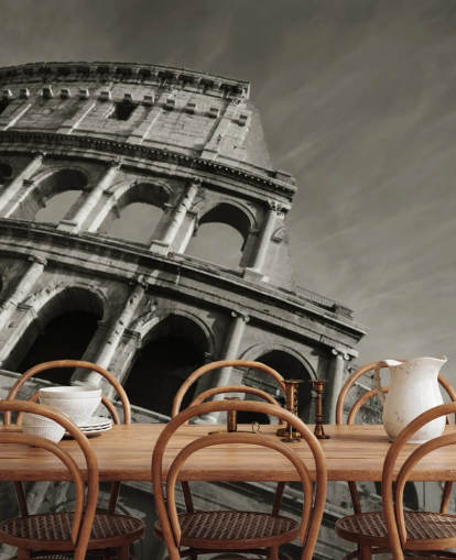 Decorazione murale con Colosseo in bianco e nero