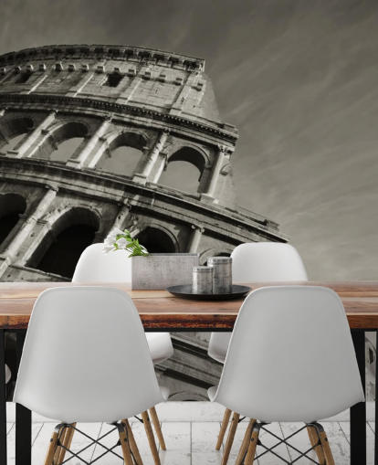 Zwart-witte Colosseum muurschildering Zwart-witte Colosseum muurschildering