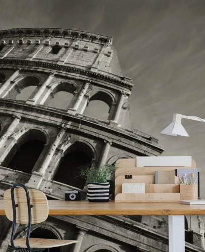 Black and White Colosseum Wall Mural