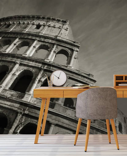 Black and White Colosseum Wall Mural