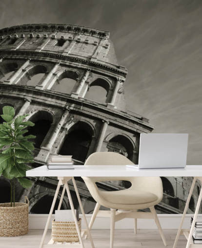 Black and White Colosseum Wall Mural