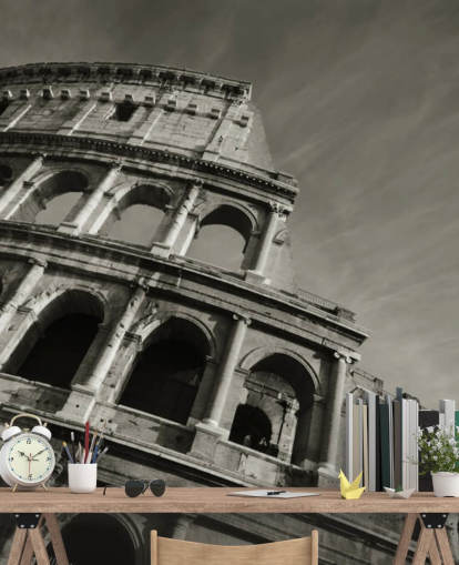 Black and White Colosseum Wall Mural Black and White Colosseum Wall Mural
