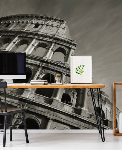 Black and White Colosseum Wall Mural