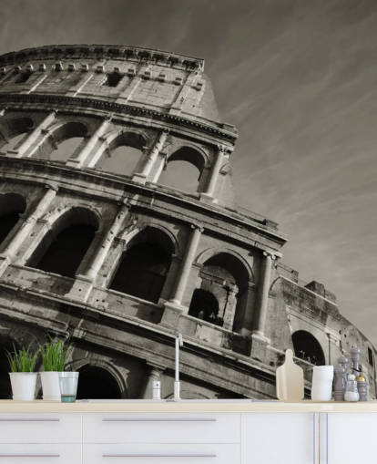 Sort og hvid Colosseum vægmaleri Sort og hvid Colosseum vægmaleri