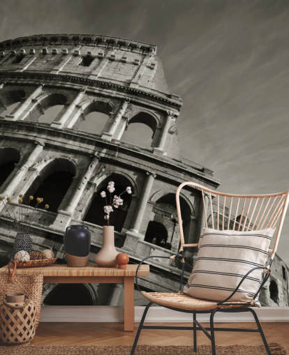 Black and White Colosseum Wall Mural