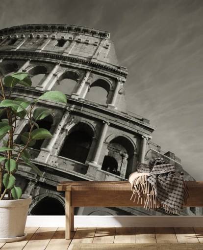 Svart och vitt Colosseum väggmålning Svart och vitt Colosseum väggmålning