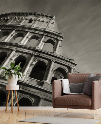 Zwart-witte Colosseum muurschildering