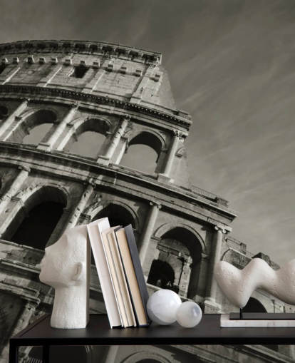 Black and White Colosseum Wall Mural