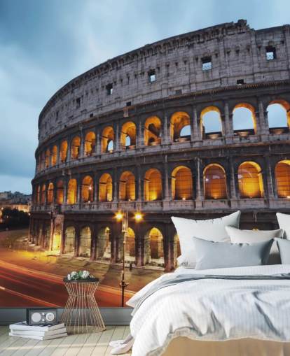 Lit Up Collosseum in the Evening Wallpaper