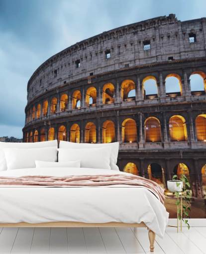 Lit Up Collosseum in the Evening Wallpaper