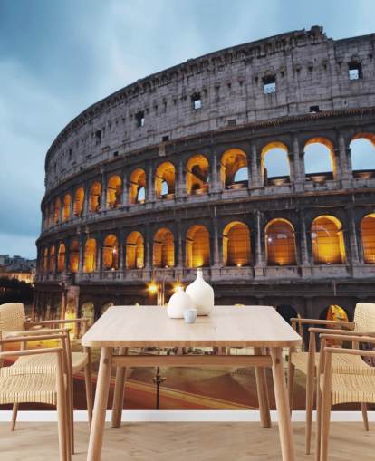 Lit Up Collosseum in the Evening Wallpaper