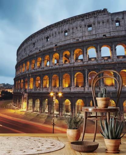 Lit Up Collosseum in the Evening Wallpaper