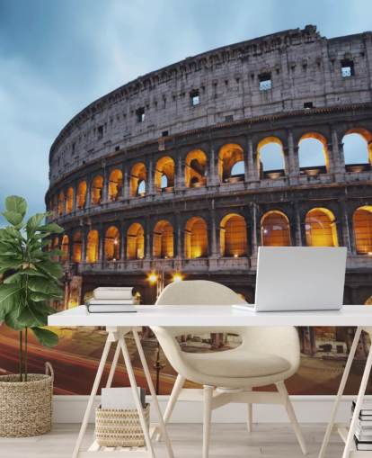 Lit Up Collosseum in the Evening Wallpaper