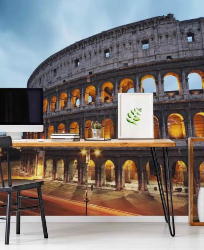 Lyser op Collosseum i aften Baggrund Lyser op Collosseum i aften Baggrund