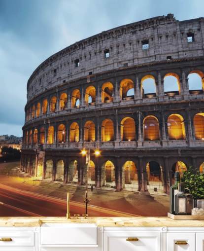 Lit Up Collosseum in the Evening Wallpaper