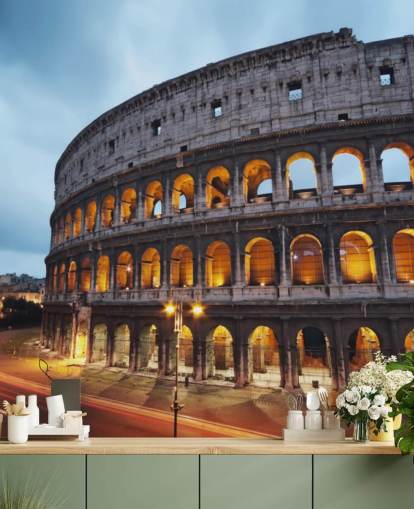 Carta da parati illuminata del Colosseo della sera Carta da parati illuminata del Colosseo della sera