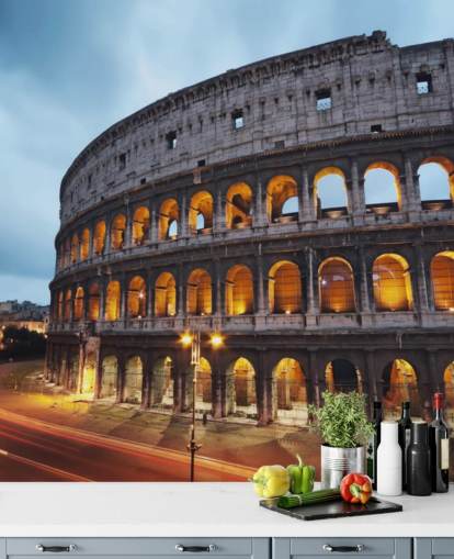 Lit Up Collosseum in the Evening Wallpaper