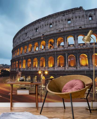 Lyser op Collosseum i aften Baggrund Lyser op Collosseum i aften Baggrund