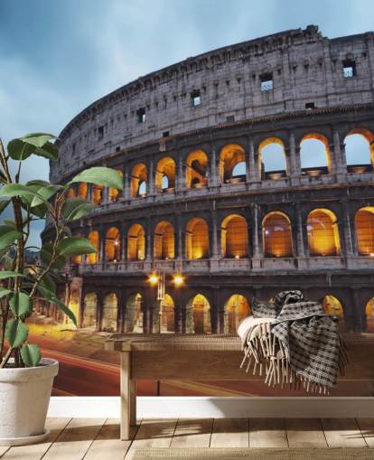 Lit Up Collosseum in the Evening Wallpaper