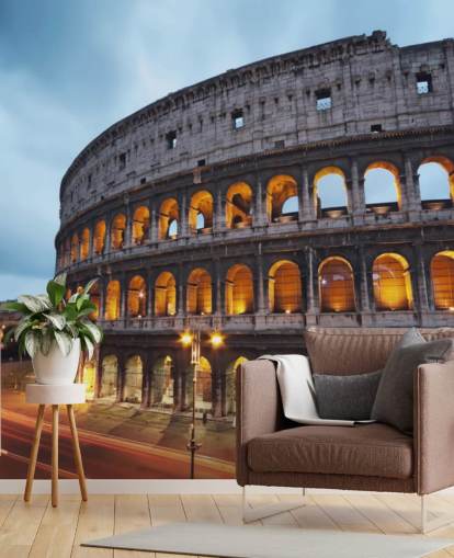 Lit Up Collosseum in the Evening Wallpaper Lit Up Collosseum in the Evening Wallpaper