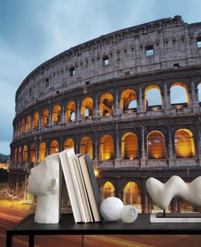 Lit Up Collosseum in the Evening Wallpaper