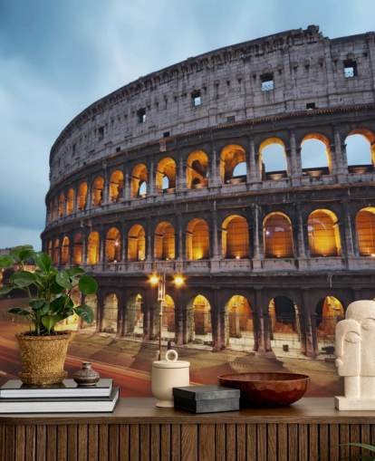 Lit Up Collosseum in the Evening Wallpaper