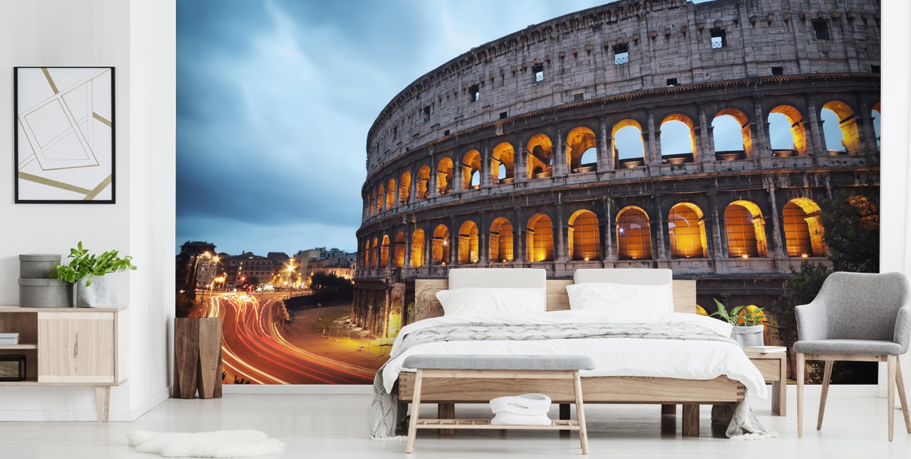 Papier peint Collosseum illuminé le soir
