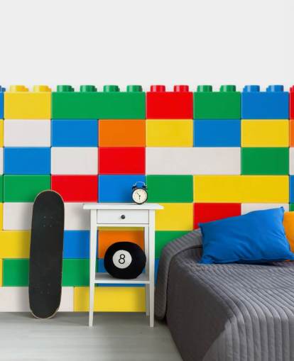 ladrillos de construcción de color en un papel pintado de pared