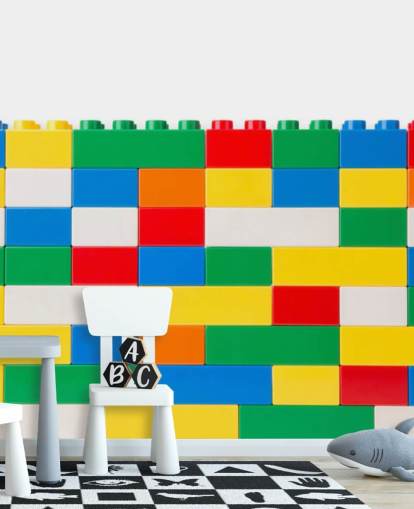 ladrillos de construcción de color en un papel pintado de pared ladrillos de construcción de color en un papel pintado de pared