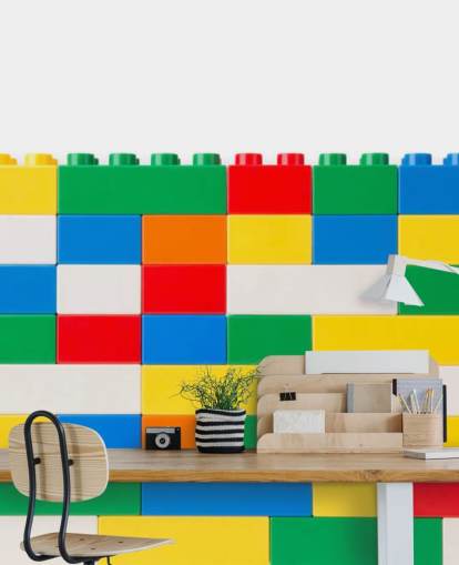 colour building bricks in a wall wallpaper