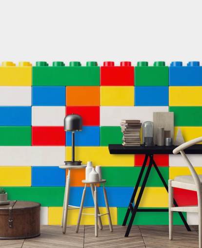 colour building bricks in a wall wallpaper