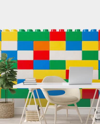 colour building bricks in a wall wallpaper