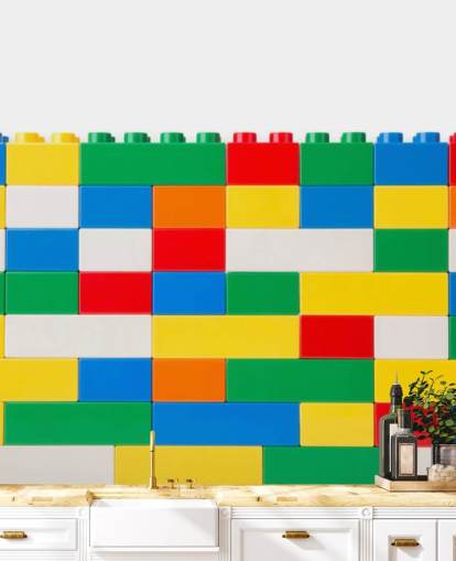 kleur bouwstenen in een muurbehang