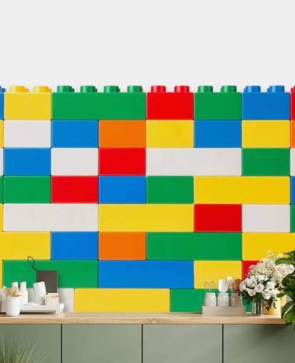 colour building bricks in a wall wallpaper
