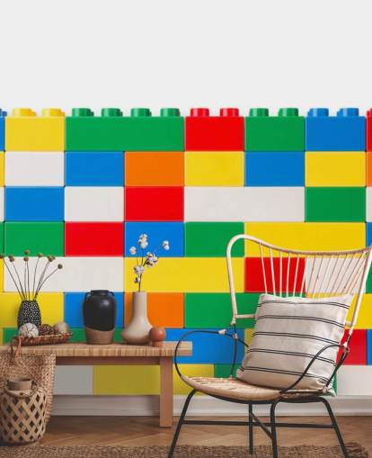 colour building bricks in a wall wallpaper