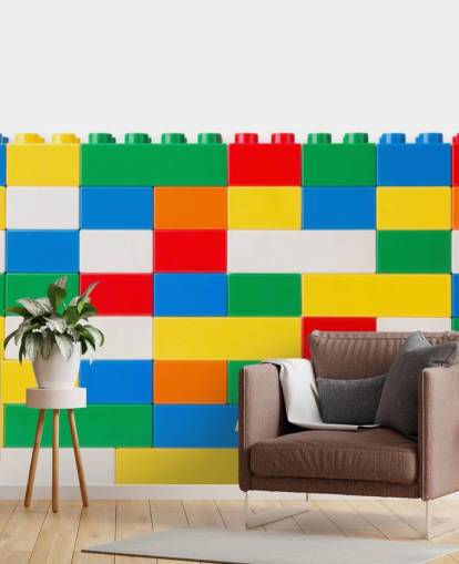 colour building bricks in a wall wallpaper
