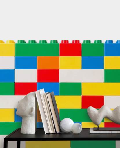 colour building bricks in a wall wallpaper