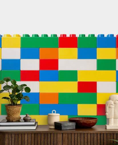 colour building bricks in a wall wallpaper