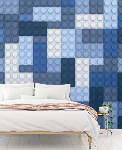 selection of blue toy bricks wallpaper