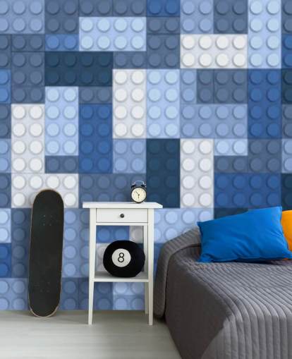selection of blue toy bricks wallpaper