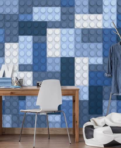 seleção de tijolos de brinquedo azul papel de parede