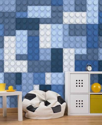 selección de papel tapiz de ladrillos de juguete azul
