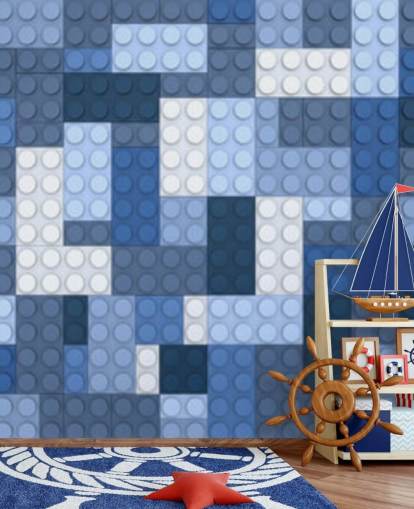 seleção de tijolos de brinquedo azul papel de parede