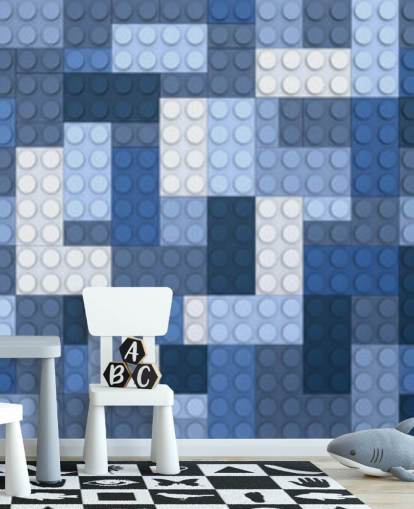 selection of blue toy bricks wallpaper