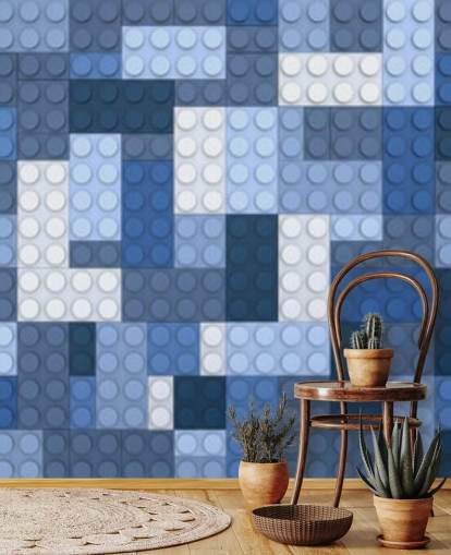 selección de papel tapiz de ladrillos de juguete azul