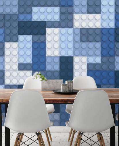 selección de papel tapiz de ladrillos de juguete azul