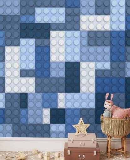 selección de papel tapiz de ladrillos de juguete azul