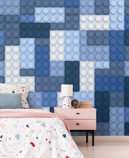 selection of blue toy bricks wallpaper