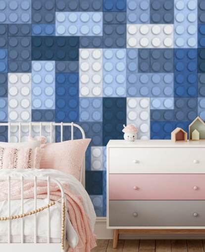seleção de tijolos de brinquedo azul papel de parede
