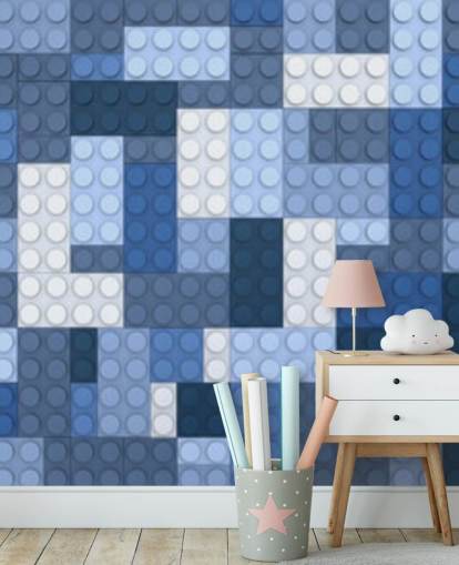 selection of blue toy bricks wallpaper